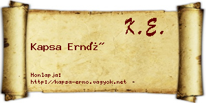 Kapsa Ernő névjegykártya